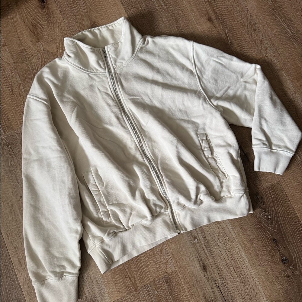 MATE the Label Cream Organic Cotton Full Zip Sweatshirt Size L